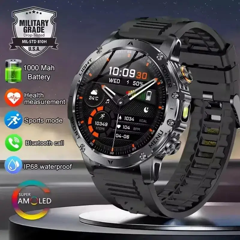 T-rex 3 qualité militaire 1000mAh batterie montre intelligente IP68 étanche GPS Bluetooth appel AMOLED HD hommes sport