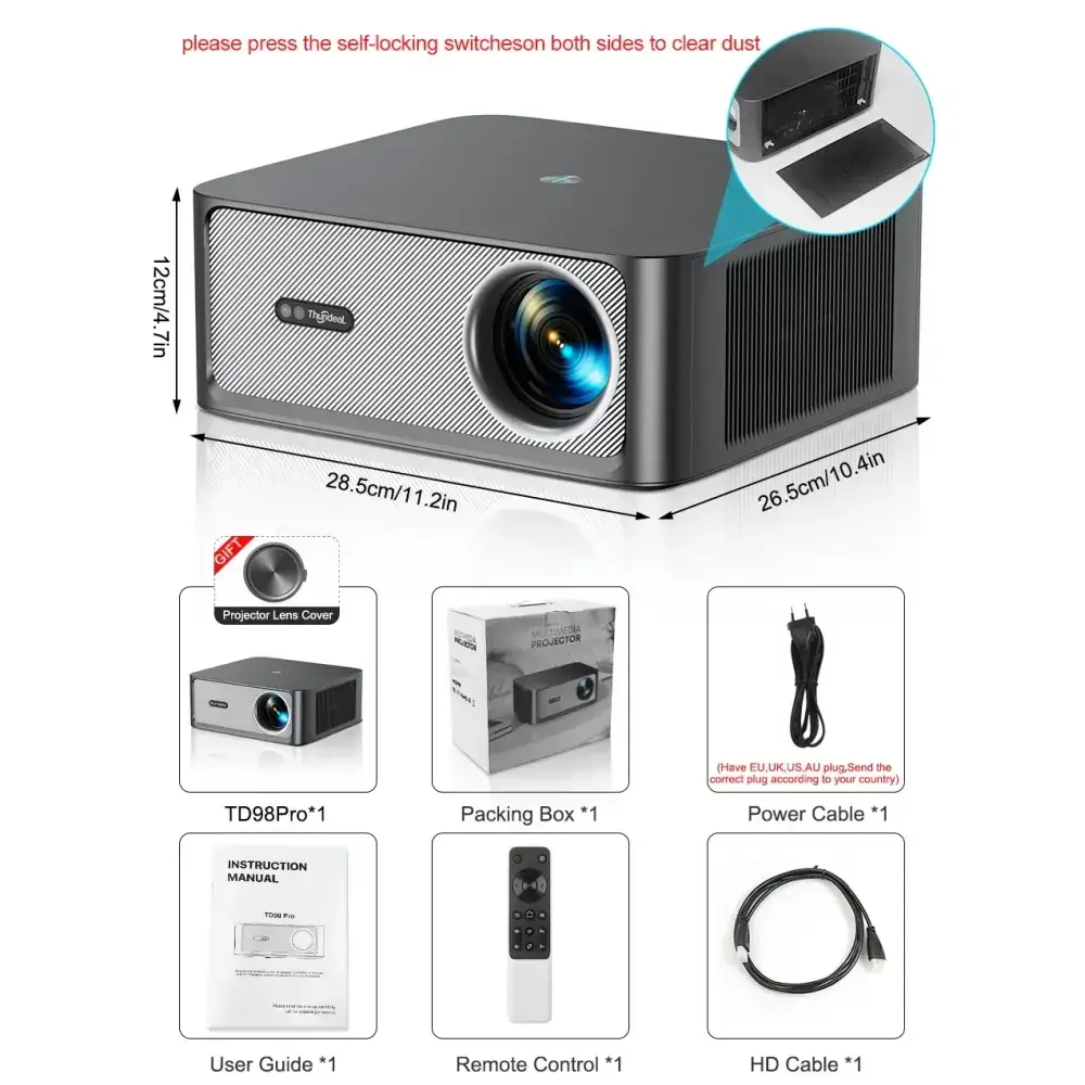 ThundeaL 3000Ansi 4K projecteur Full HD TD98Pro 2G 32G Home cinéma WiFi Android Portable Samrt TV cinéma TD98 Pro