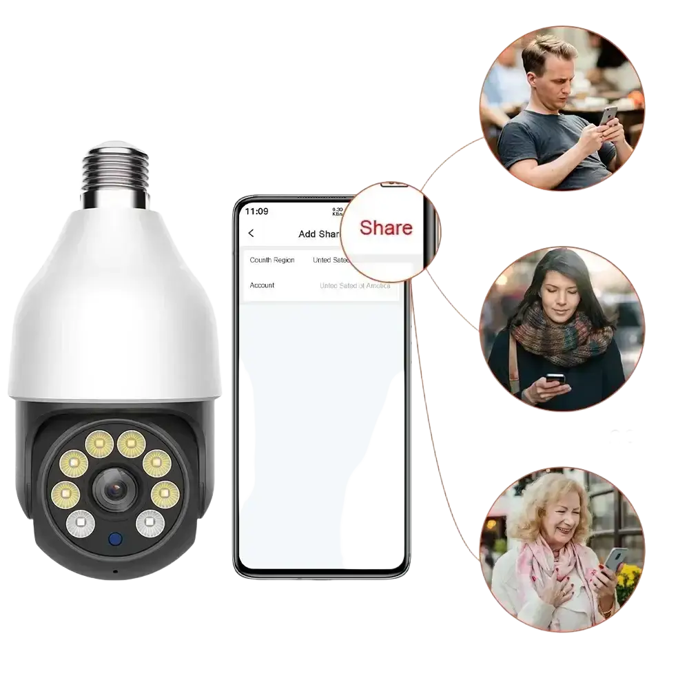 TUYA-Caméra de permission 5G Dispositif de Sécurité Sans Fil avec Ampoule PTZ IP CCTV Vision Nocturne Extérieure 5MP 3MP