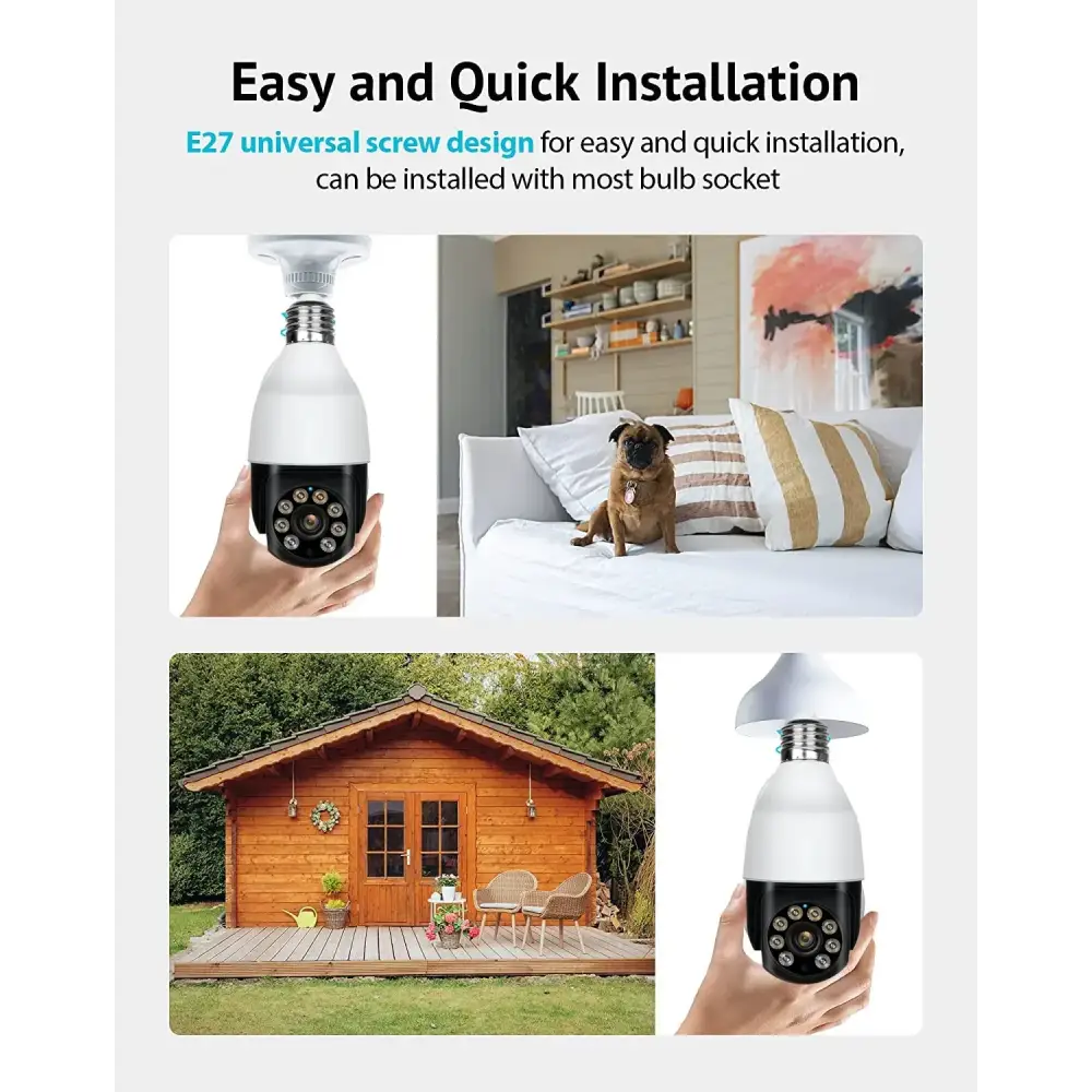 TUYA-Caméra de permission 5G Dispositif de Sécurité Sans Fil avec Ampoule PTZ IP CCTV Vision Nocturne Extérieure 5MP 3MP