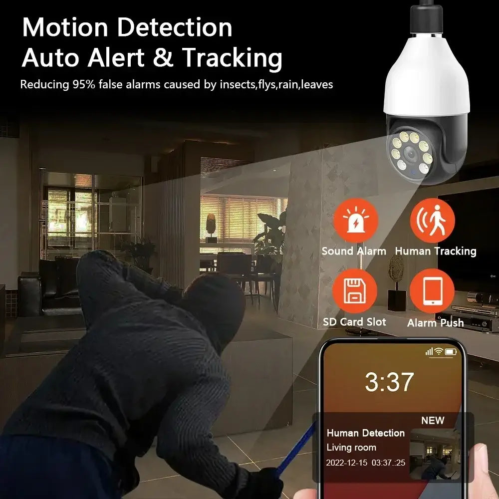 TUYA-Caméra de permission 5G Dispositif de Sécurité Sans Fil avec Ampoule PTZ IP CCTV Vision Nocturne Extérieure 5MP 3MP