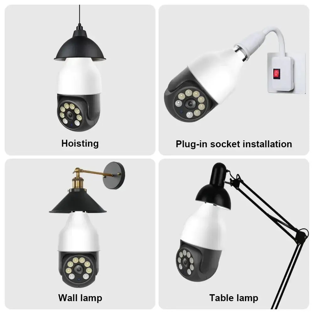 TUYA-Caméra de permission 5G Dispositif de Sécurité Sans Fil avec Ampoule PTZ IP CCTV Vision Nocturne Extérieure 5MP 3MP