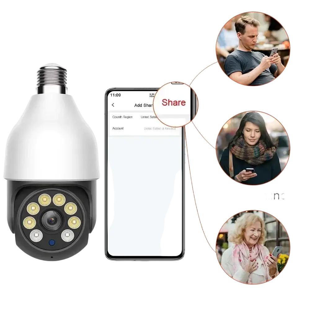 TUYA-Caméra de permission 5G Dispositif de Sécurité Sans Fil avec Ampoule PTZ IP CCTV Vision Nocturne Extérieure 5MP 3MP