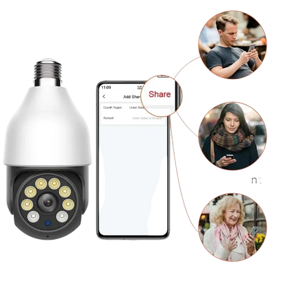 TUYA-Caméra de permission 5G Dispositif de Sécurité Sans Fil avec Ampoule PTZ IP CCTV Vision Nocturne Extérieure 5MP 3MP