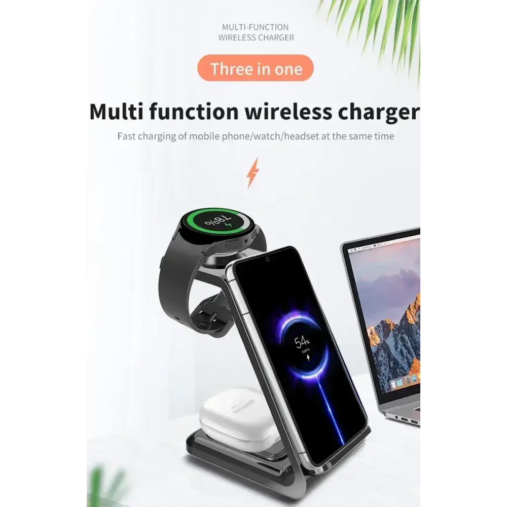 VIKEFON 30W 3 en 1 support de chargeur sans fil pour téléphones Samsung S23 S22 Galaxy Watch 7 8 9 Airpods Pro Station
