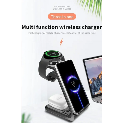 VIKEFON 30W 3 en 1 support de chargeur sans fil pour téléphones Samsung S23 S22 Galaxy Watch 7 8 9 Airpods Pro Station
