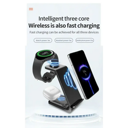 VIKEFON 30W 3 en 1 support de chargeur sans fil pour téléphones Samsung S23 S22 Galaxy Watch 7 8 9 Airpods Pro Station