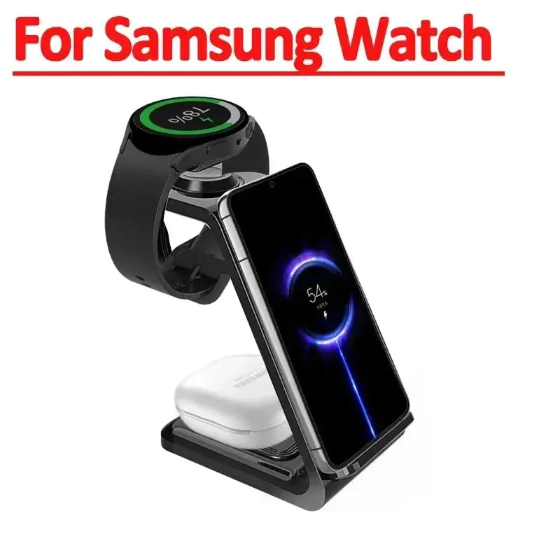VIKEFON 30W 3 en 1 support de chargeur sans fil pour téléphones Samsung S23 S22 Galaxy Watch 7 8 9 Airpods Pro Station