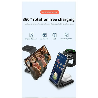 VIKEFON 30W 3 en 1 support de chargeur sans fil pour téléphones Samsung S23 S22 Galaxy Watch 7 8 9 Airpods Pro Station