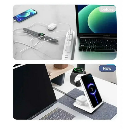 VIKEFON 30W 3 en 1 support de chargeur sans fil pour téléphones Samsung S23 S22 Galaxy Watch 7 8 9 Airpods Pro Station