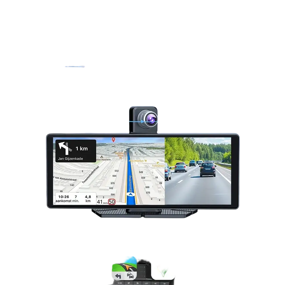 Voiture universelle 10,26’’ intelligente 4K 360 ° Caméra de tableau de bord DVR pour voiture rotative sans fil CarPlay