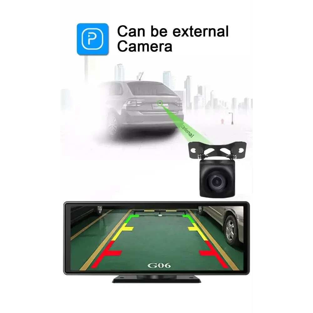 Voiture universelle 10,26’’ intelligente 4K 360 ° Caméra de tableau de bord DVR pour voiture rotative sans fil CarPlay