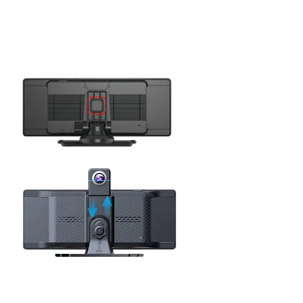 Voiture universelle 10,26’’ intelligente 4K 360 ° Caméra de tableau de bord DVR pour voiture rotative sans fil CarPlay