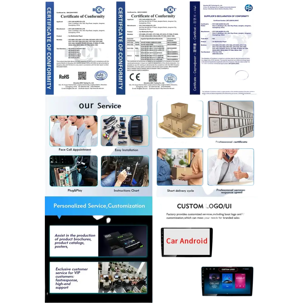 Voiture universelle 10,26’’ intelligente 4K 360 ° Caméra de tableau de bord DVR pour voiture rotative sans fil CarPlay