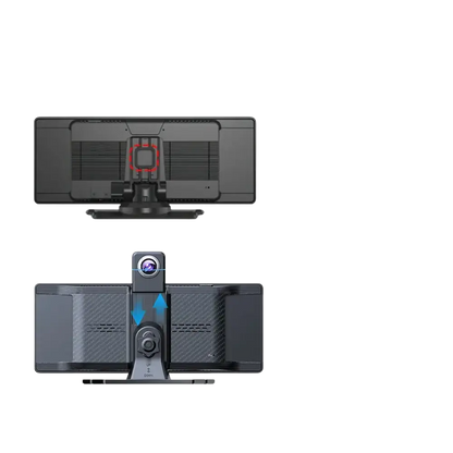 Voiture universelle 10,26’’ intelligente 4K 360 ° Caméra de tableau de bord DVR pour voiture rotative sans fil CarPlay