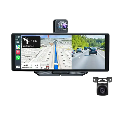 Voiture universelle 10,26’’ intelligente 4K 360 ° Caméra de tableau de bord DVR pour voiture rotative sans fil CarPlay