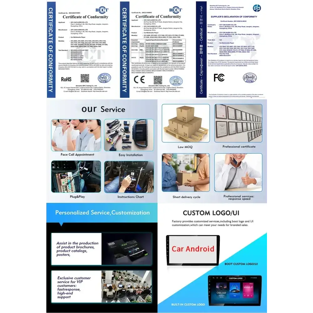 Voiture universelle 10,26’’ intelligente 4K 360 ° Caméra de tableau de bord DVR pour voiture rotative sans fil CarPlay