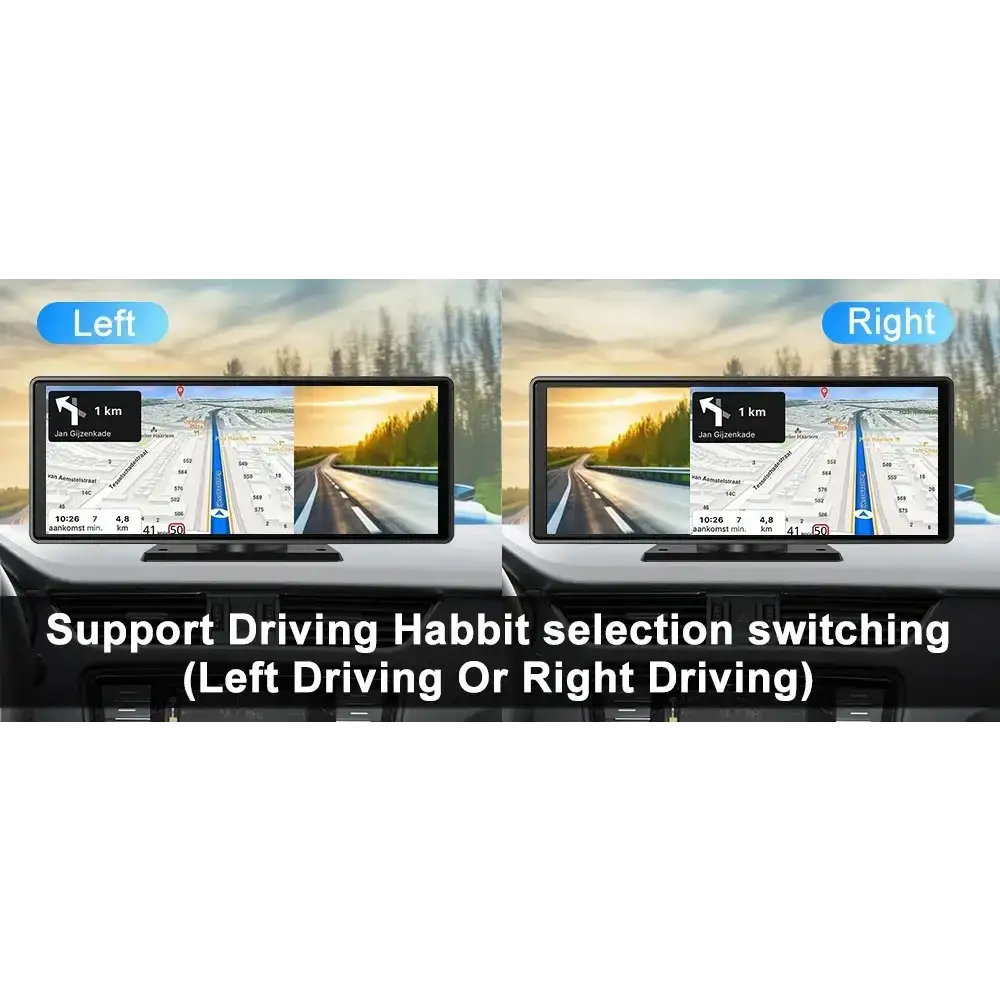 Voiture universelle 10,26’’ intelligente 4K 360 ° Caméra de tableau de bord DVR pour voiture rotative sans fil CarPlay