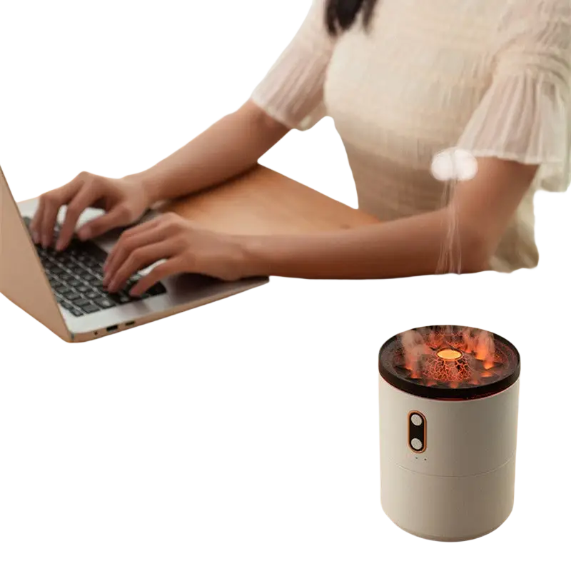Volcanic Flame Aroma Essential Oil Diffuser USB Portable Jellyfish Air Humidifier Night Light Lamp Fragrance Humidifier