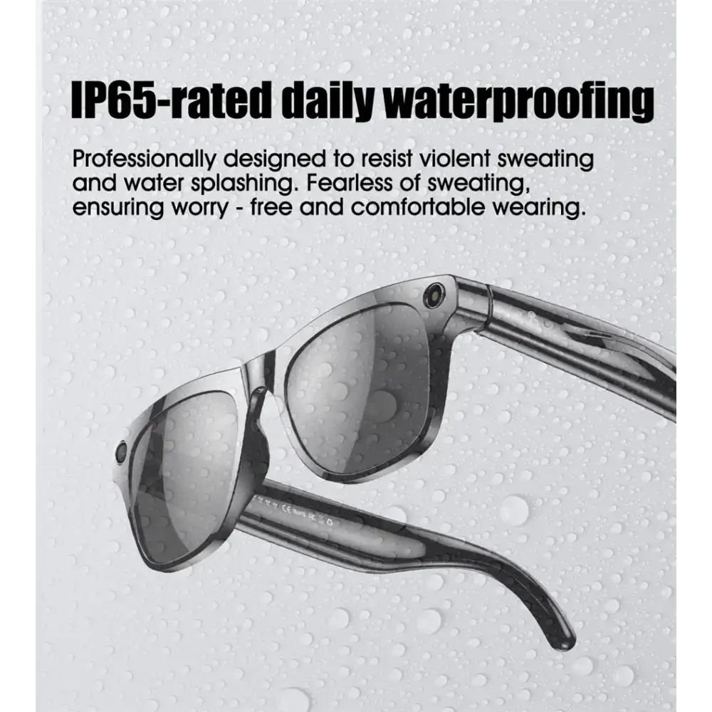 Lunettes noires IP65 avec protection contre la sueur et éclaboussures d'eau, design confortable