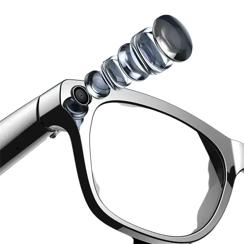 Lunettes intelligentes avec caméra ultra grand-angle et lentilles en verre transparent