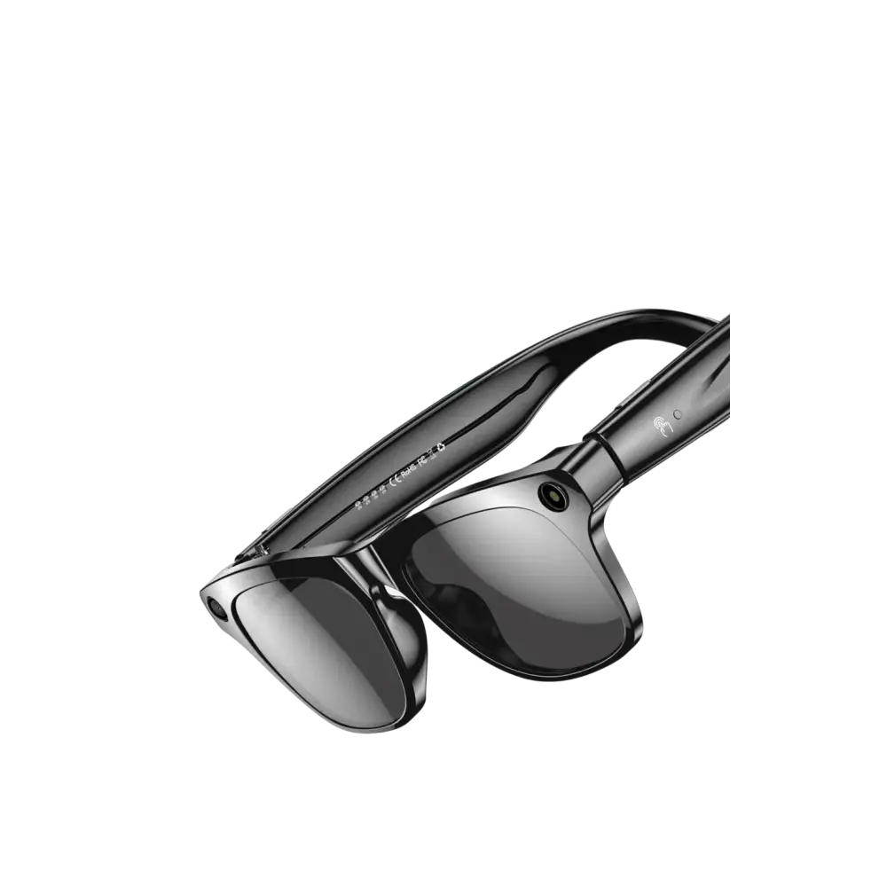 Lunettes intelligentes noires avec caméras intégrées et technologies de pointe