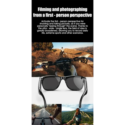 Vue à la première personne de sports extrêmes avec lunettes caméra ultra grand angle