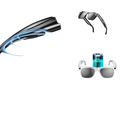 Lunettes intelligentes avec haut-parleurs avancés, poids léger 60g, batterie 260mAh longue durée, enregistrement perspective première personne