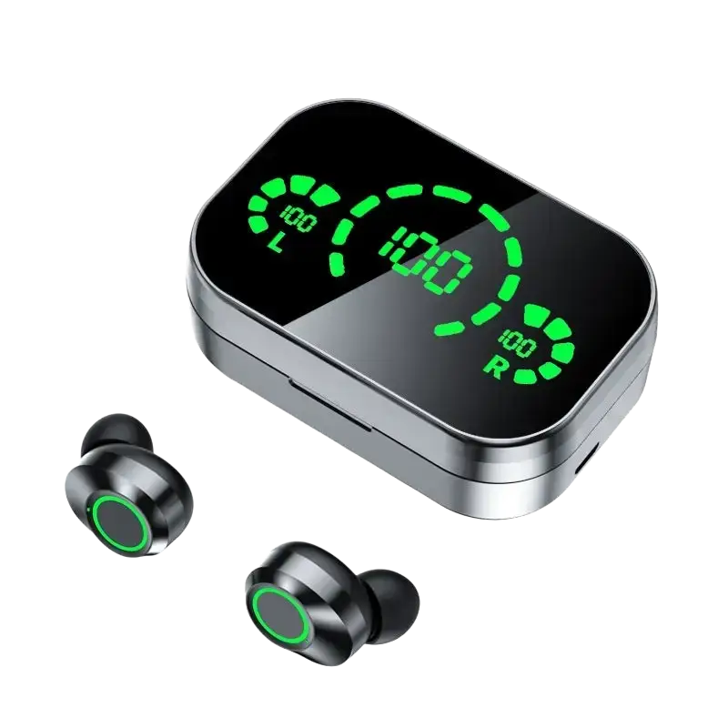YD03 Wireless Bluetooth-compatible Headset TWS Large Screen Smart Digital Display In Ear Breathing Light - Black / usb