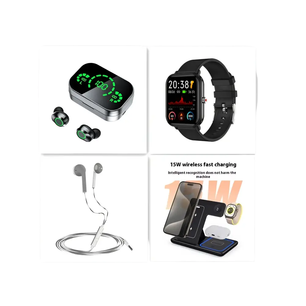 YD03 Wireless Bluetooth-compatible Headset TWS Large Screen Smart Digital Display In Ear Breathing Light - Set1 / usb