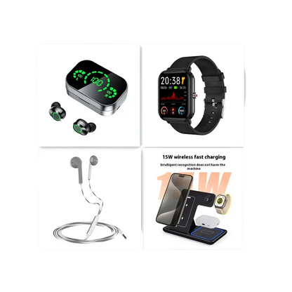 YD03 Wireless Bluetooth-compatible Headset TWS Large Screen Smart Digital Display In Ear Breathing Light - Set1 / usb