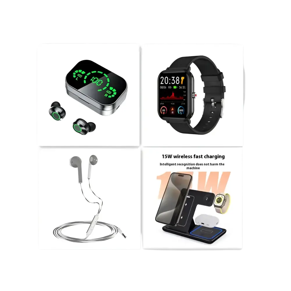 YD03 Wireless Bluetooth-compatible Headset TWS Large Screen Smart Digital Display In Ear Breathing Light - Set1 / usb