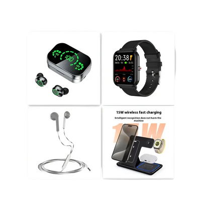 YD03 Wireless Bluetooth-compatible Headset TWS Large Screen Smart Digital Display In Ear Breathing Light - Set1 / usb