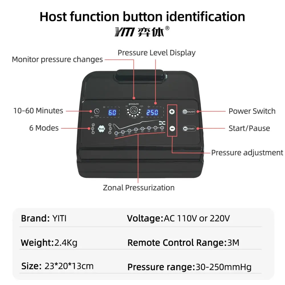 YITI 8 chambres jambes pressothérapie Compression d’air masseur musculaire des pieds Machine de Drainage lymphatique