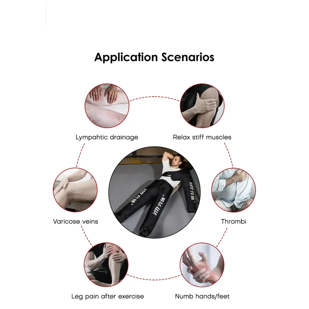 YITI 8 chambres jambes pressothérapie Compression d’air masseur musculaire des pieds Machine de Drainage lymphatique