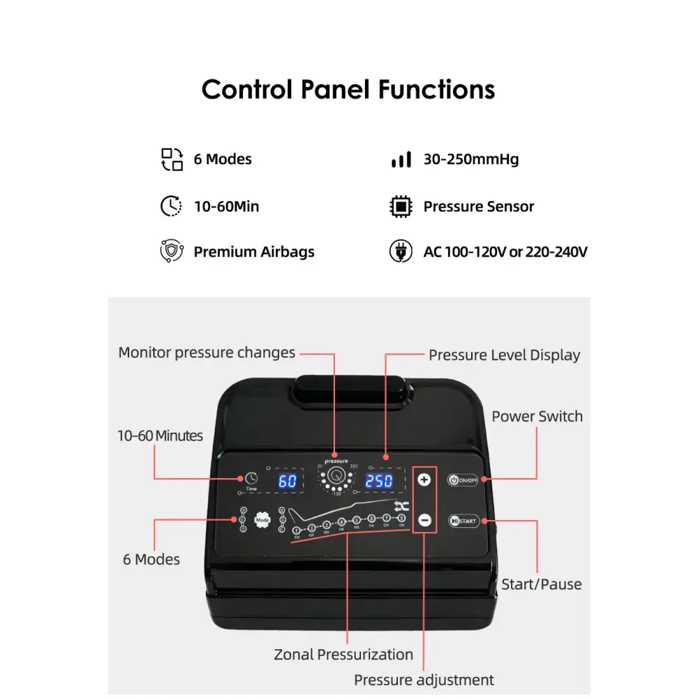 YITI 8 chambres jambes pressothérapie Compression d’air masseur musculaire des pieds Machine de Drainage lymphatique